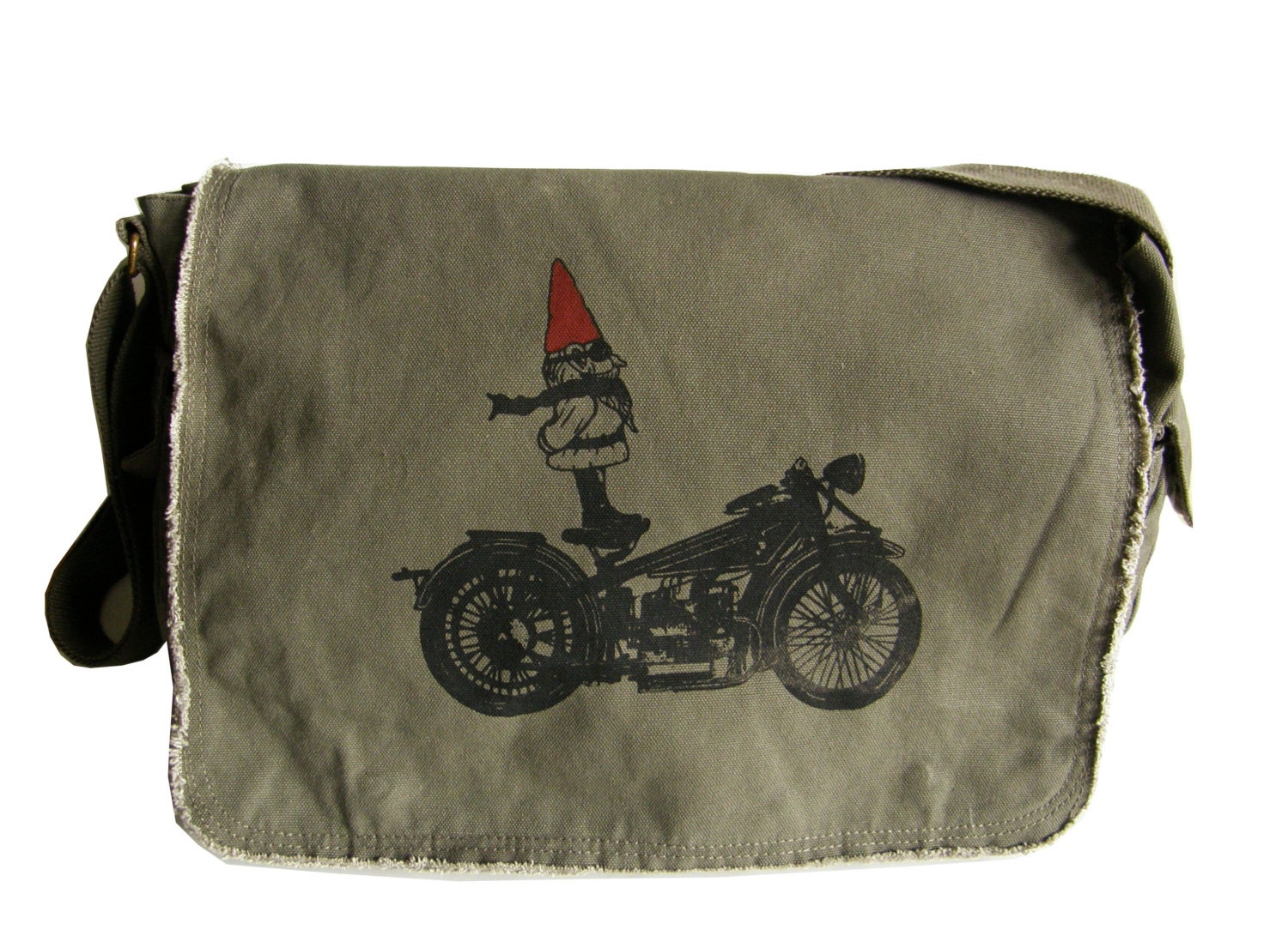 Biker Gnome Mens Messenger Bag Hand Screen by VIVASWEETLOVE