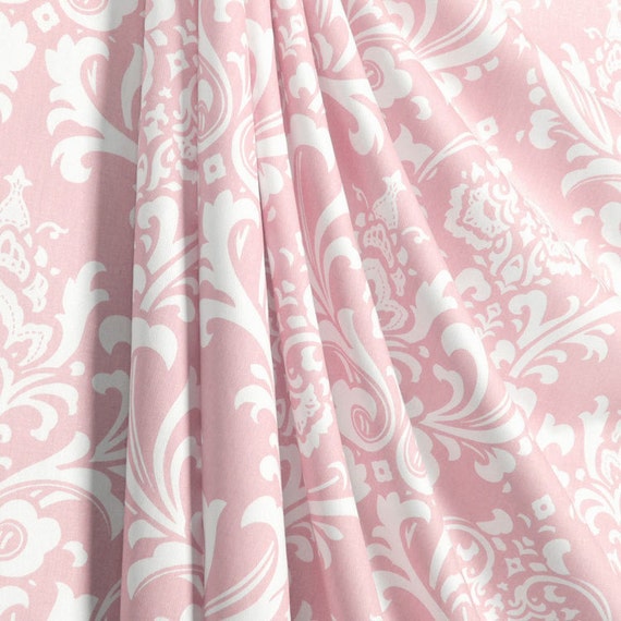 Items similar to Bella Pink Damask Curtains/Drapes Two Panels 50 Wide ...