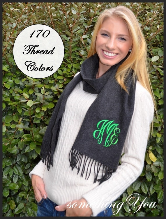 Monogrammed Scarf Circle Script Women&#39;s by SomethingYouGifts