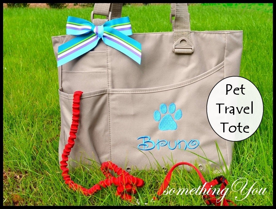 Personalized Name Pet Travel Organizer Tote with Paw Print