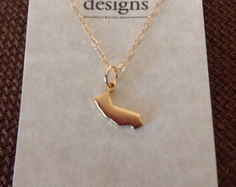 Small California Necklace, California State Necklace, Gold California Necklace, Silver California Necklace