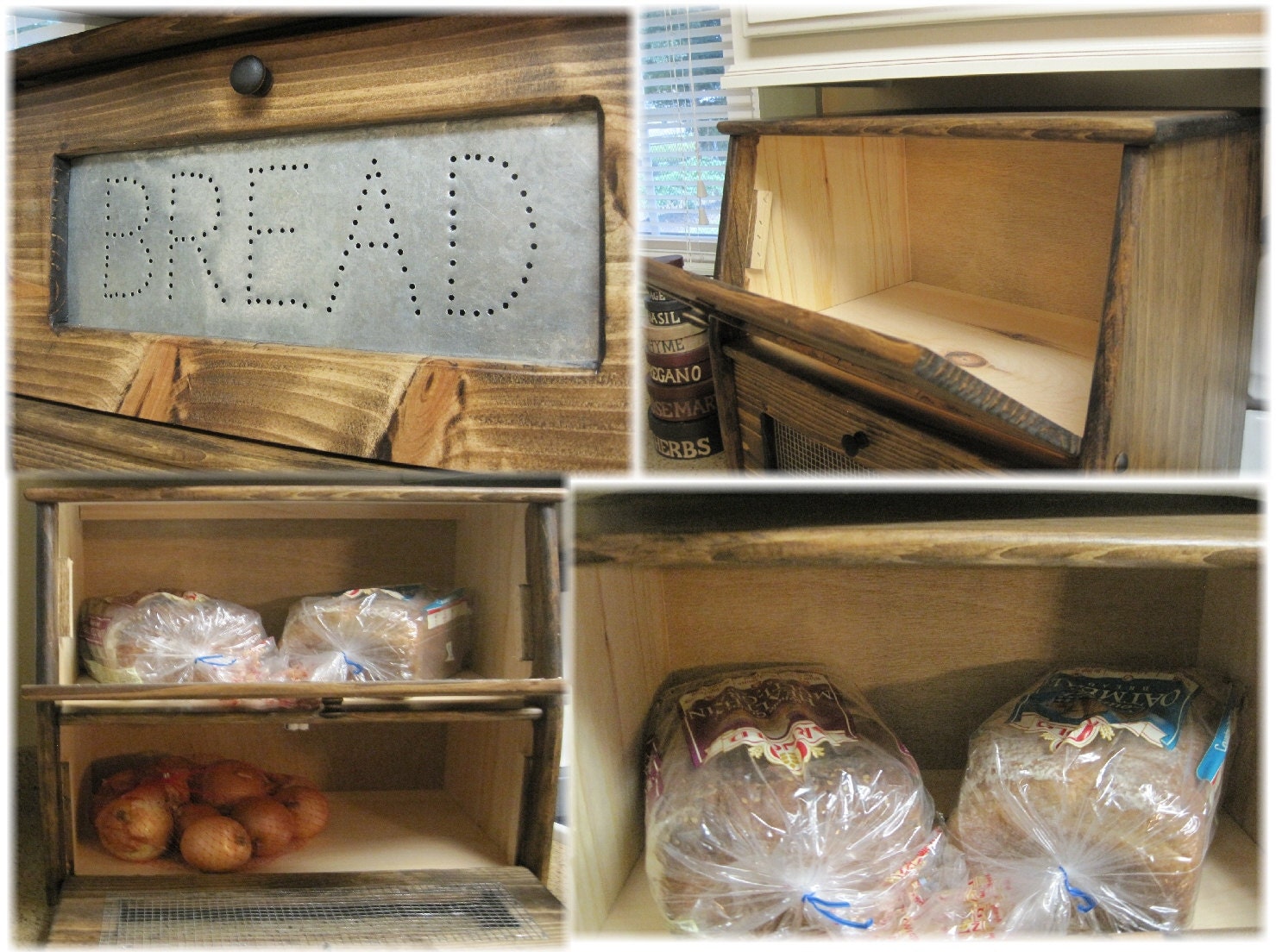 Rustic Bread Box Vegetable Bin Storage Primitive Cupboard