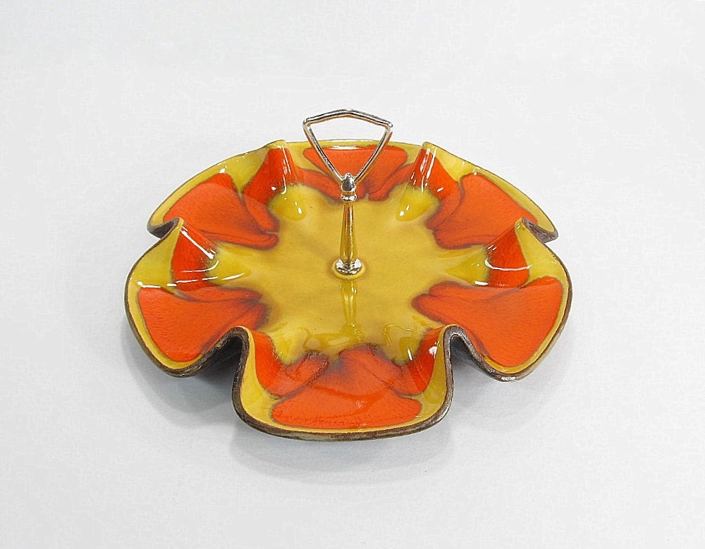 Vintage Serving Dish Bright Orange Snack Dish Haute Juice