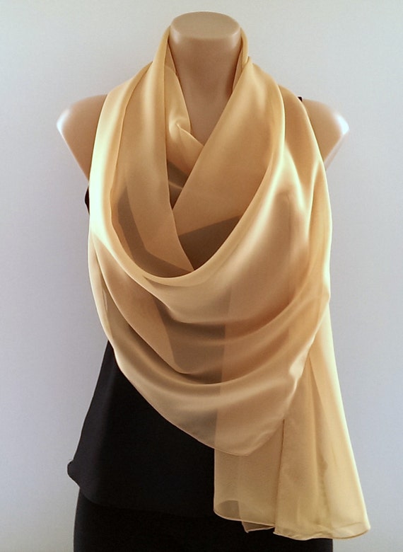 Long Scarf Wrap Gold Chiffon SALE