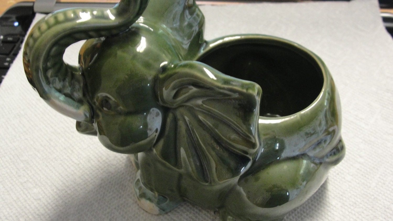 Vintage Green Elephant Planter