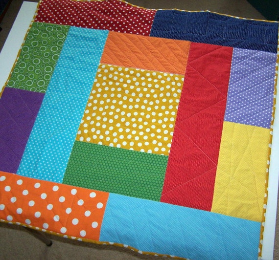 Baby quilt bright primary colors