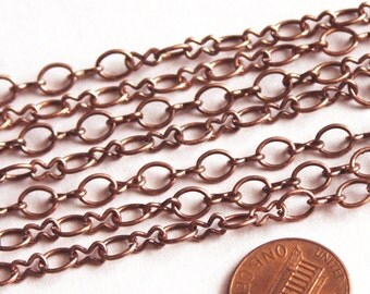 Sale 15ft of Antique Copper chain plated over steel large figure 8 chain 4.1X 6.1mm