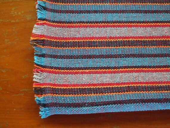 Items similar to Cotton Throw Utility Blanket in Orange, Red and Blue ...