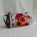 Pleated Wristlet Zipper Pouch // Clutch - Large Poppies in Teal