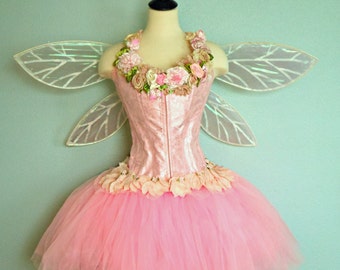Fairy Costume - Fairy Tale Bride in shades of pink - adult size XL ...