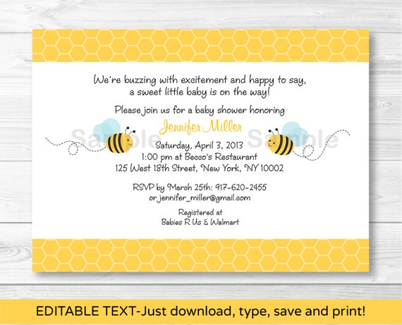 Bumble Bee Baby Shower Invitation / Bee Baby Shower Invite