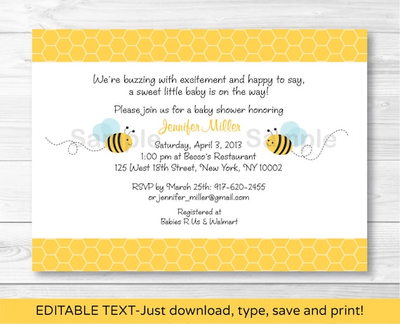 Bumble Bee Baby Shower Invitation / Bee Baby Shower Invite