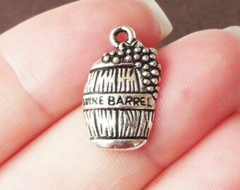 50 BULK, Wine Barrel Charms 19x11mm