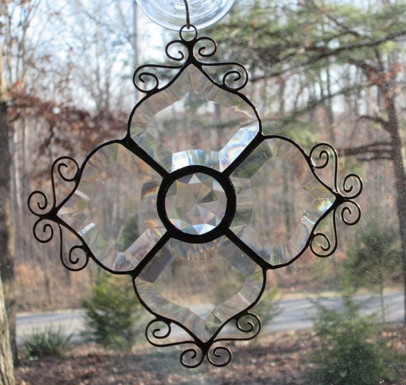 Stained Glass Suncatcher Clear Beveled by CartersStainedGlass