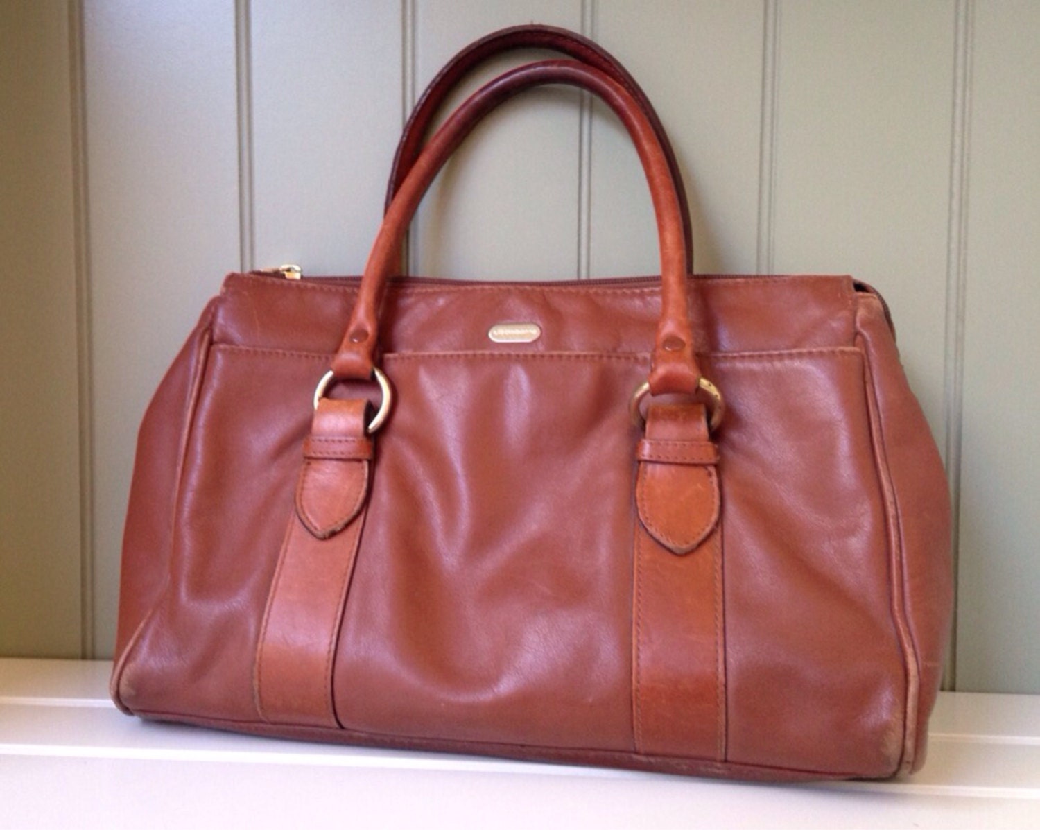 Vintage Handbag Liz Claiborne Brown Leather by Go2GirlVintage