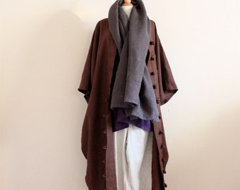 linen outfit fold dress with wrap jacket / custom order