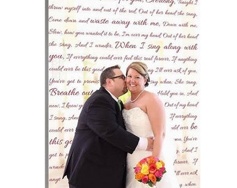 Personalized Unique Wedding Present Photo and writing typography one of a kind gift canvas 18X24