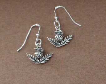 Earrings - Sterling Silver THISTLE & PINEAPPLE - Celtic, Irish, Scottish