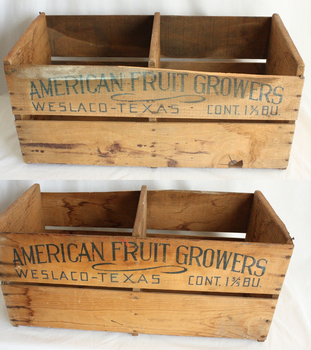 Vintage wood crate wood box produce crate fruit crate