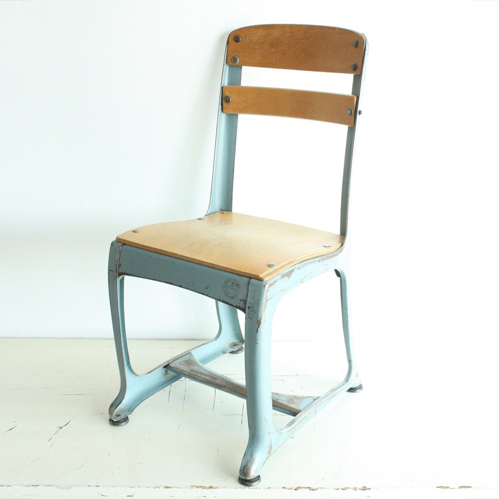 Vintage chair kids chair childs chair school chair wood metal