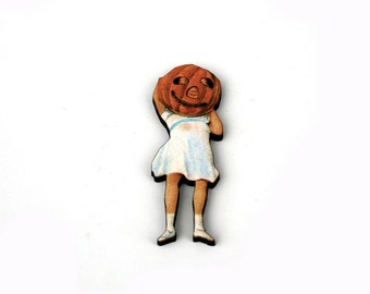 Halloween Brooch, Pumpkin Head Brooch, Thanksgiving, Halloween Badge