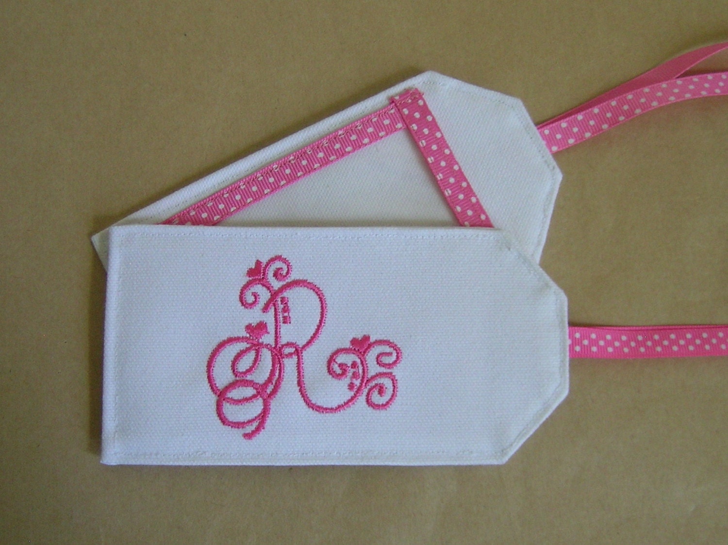 embroidered luggage tag