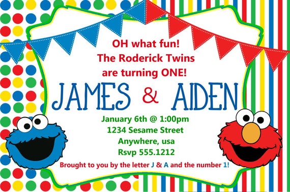 Sesame Street Invitations Artfire Com 9