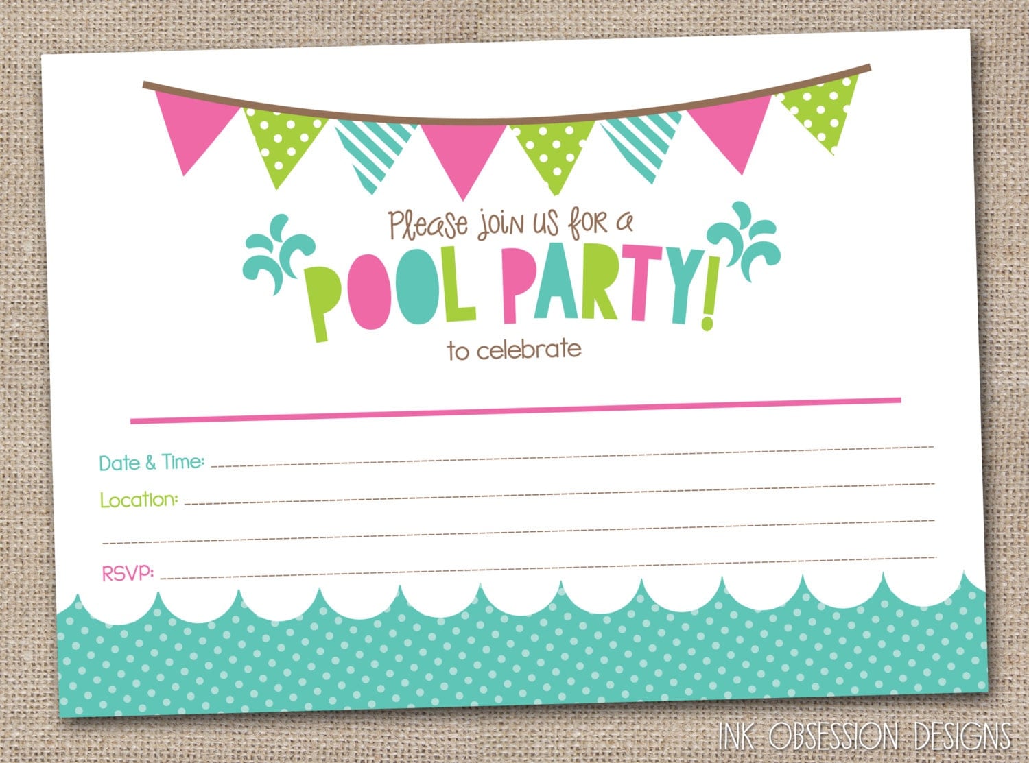 Fill In Pool Party Invitations 10