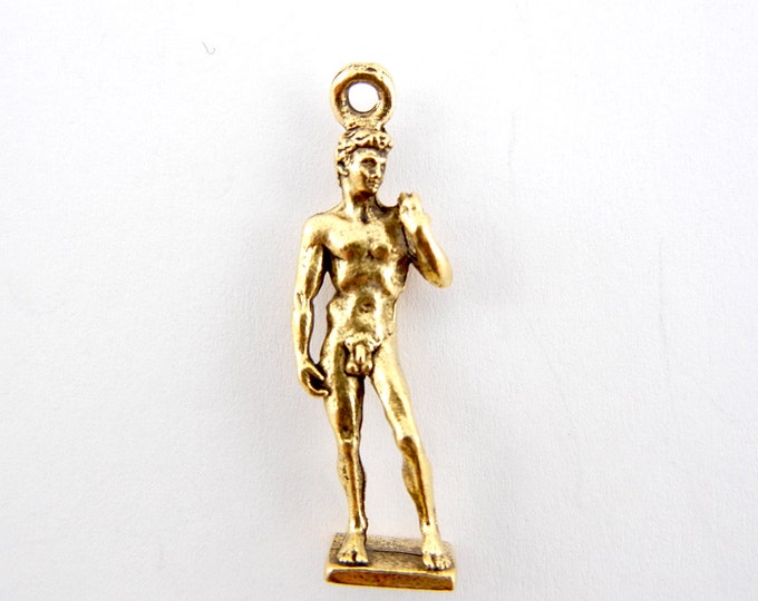 Michelangelo David Statue Charm Gold-tone Pewter