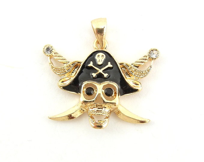 Gold-tone Pirate Skull Pendant