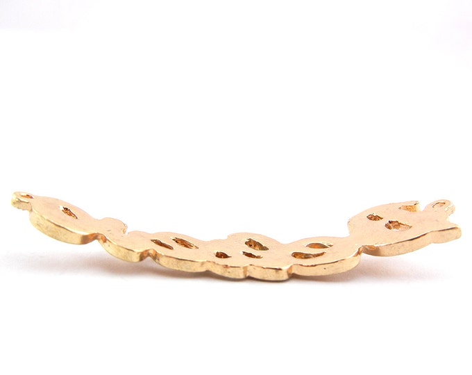 Double Link Curved Believe Word Gold-tone