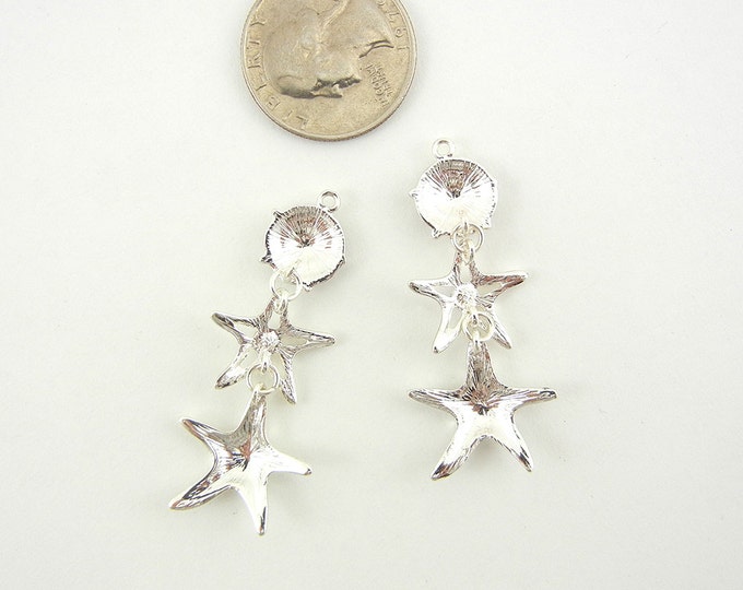 Silver-tone Starfish Drop Charms