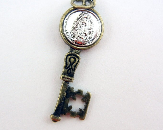 Saint Mary Two Tone Skeleton KeyPendant