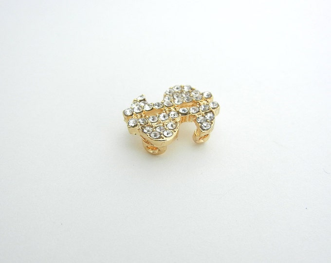 Small Gold-tone Dollar Four Link Charm with Rhinestones