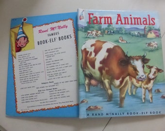 Vintage Childrens Book Rand McNally Elf Book Farm Animals by Anna Ratzesberger Illustrated by Marguerite Gayer