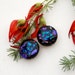 Dichroic fused glass clip earrings in blue