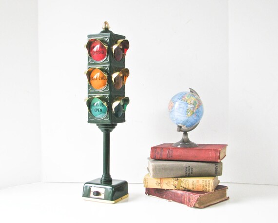 Vintage Traffic Light Bar Lamp - 1960s Metal Traffic Light - Bar Decor