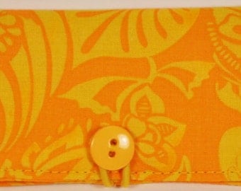 Fabric Business Card Holder Yellow Lotus
