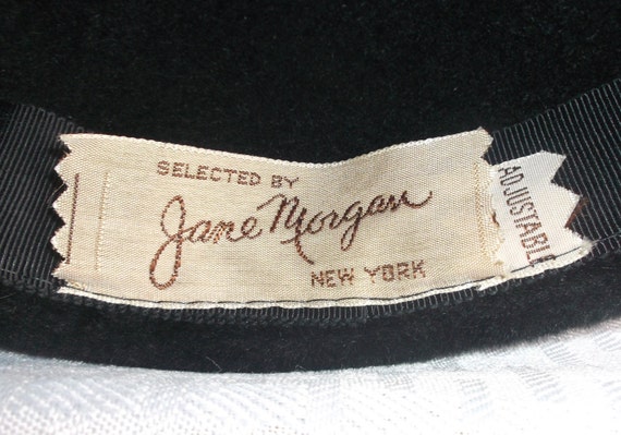 1950's Vintage Black Velour Hat with Ribbon by MyVintageHatShop