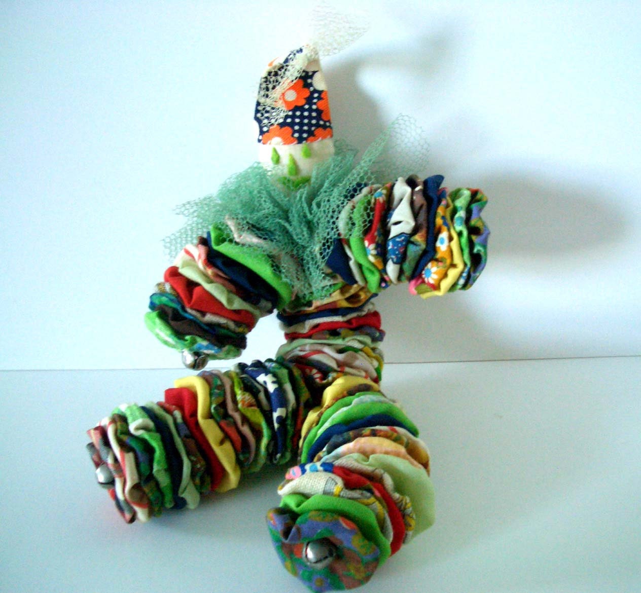 Vintage Yo Yo Clown Fabric Doll