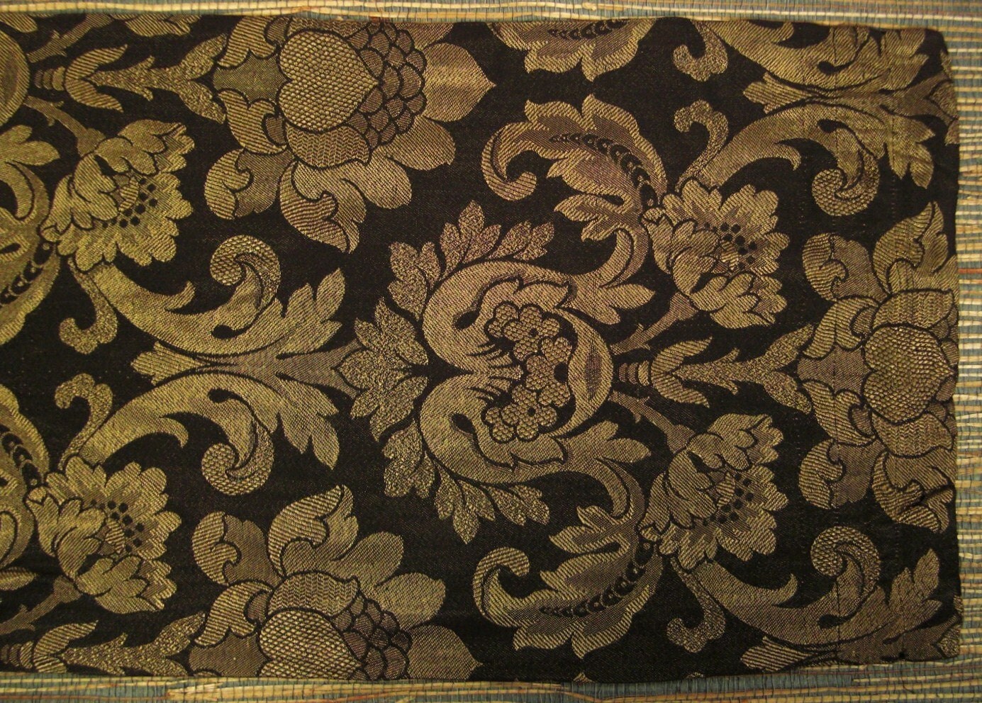 Vintage DAMASK Brocade Curtain Panel TEXTILE by vintagevasso
