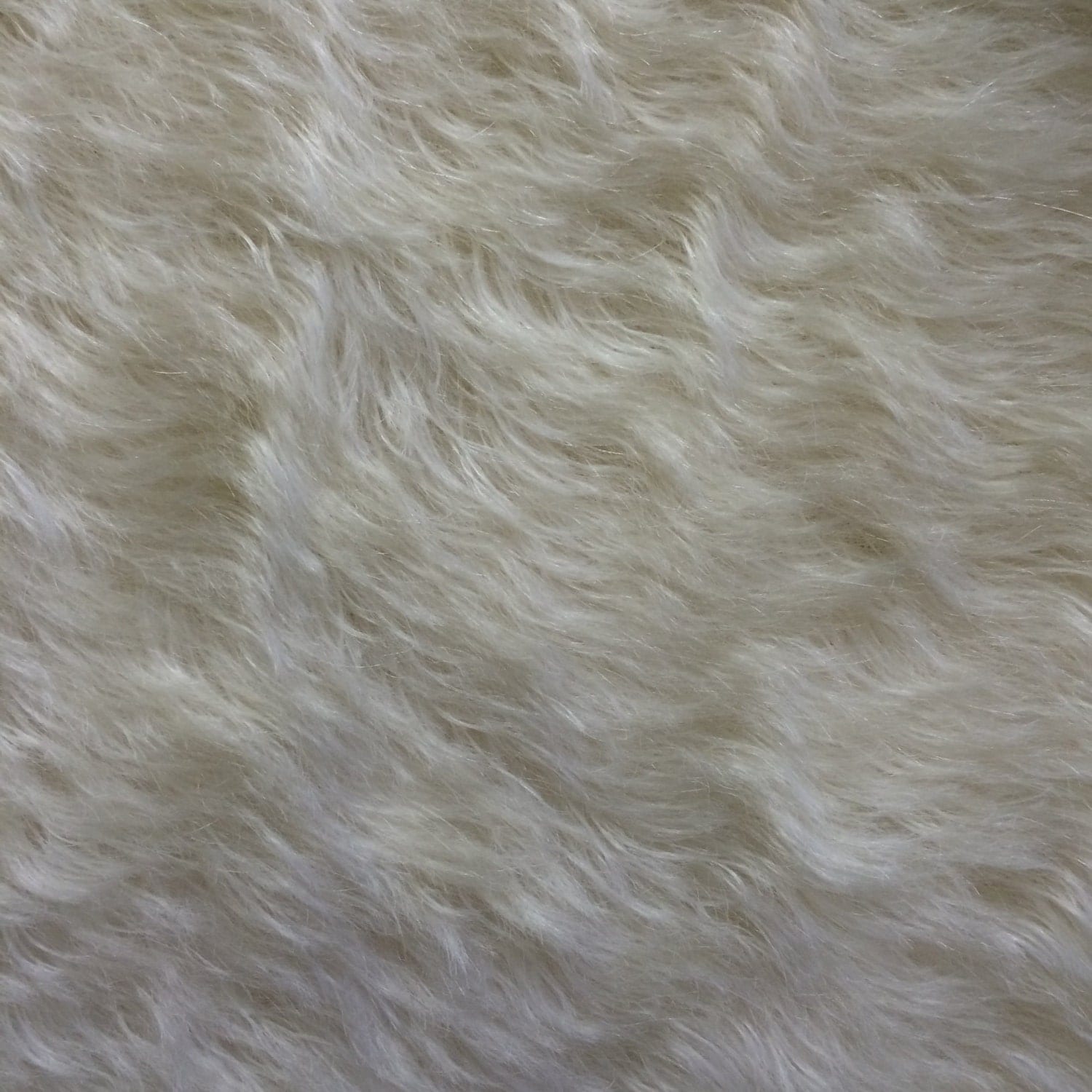 Mohair fabric wavy long pile white medium density. by mostlybears