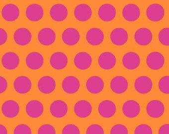 Euro organic orange/pink dots 1 yard knit