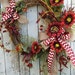 Fall Red Sunflower Wreath, Sunflower Wreath for Door, Fall Door Decor, Fall Wreath for Door