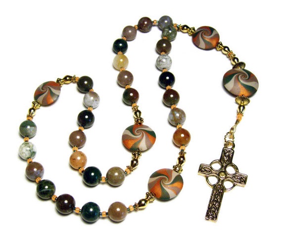 Fancy Jasper Anglican Rosary Prayer Beads by SweetchildJewelry