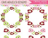 50% OFF SALE Christmas Holiday Wreaths Clipart Clip Art Personal & Commercial Use Instant Download Il_170x135