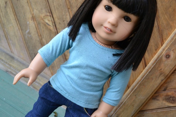 American Girl Doll Clothes - Seafoam 3/4 length Sleeve T-shirt