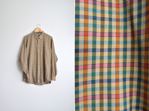 vintage men's '80s BROWN COLORFUL CHECKERED long