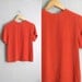vintage '90s bright TANGERINE shell blouse with SCALLOPED trim. size s m.