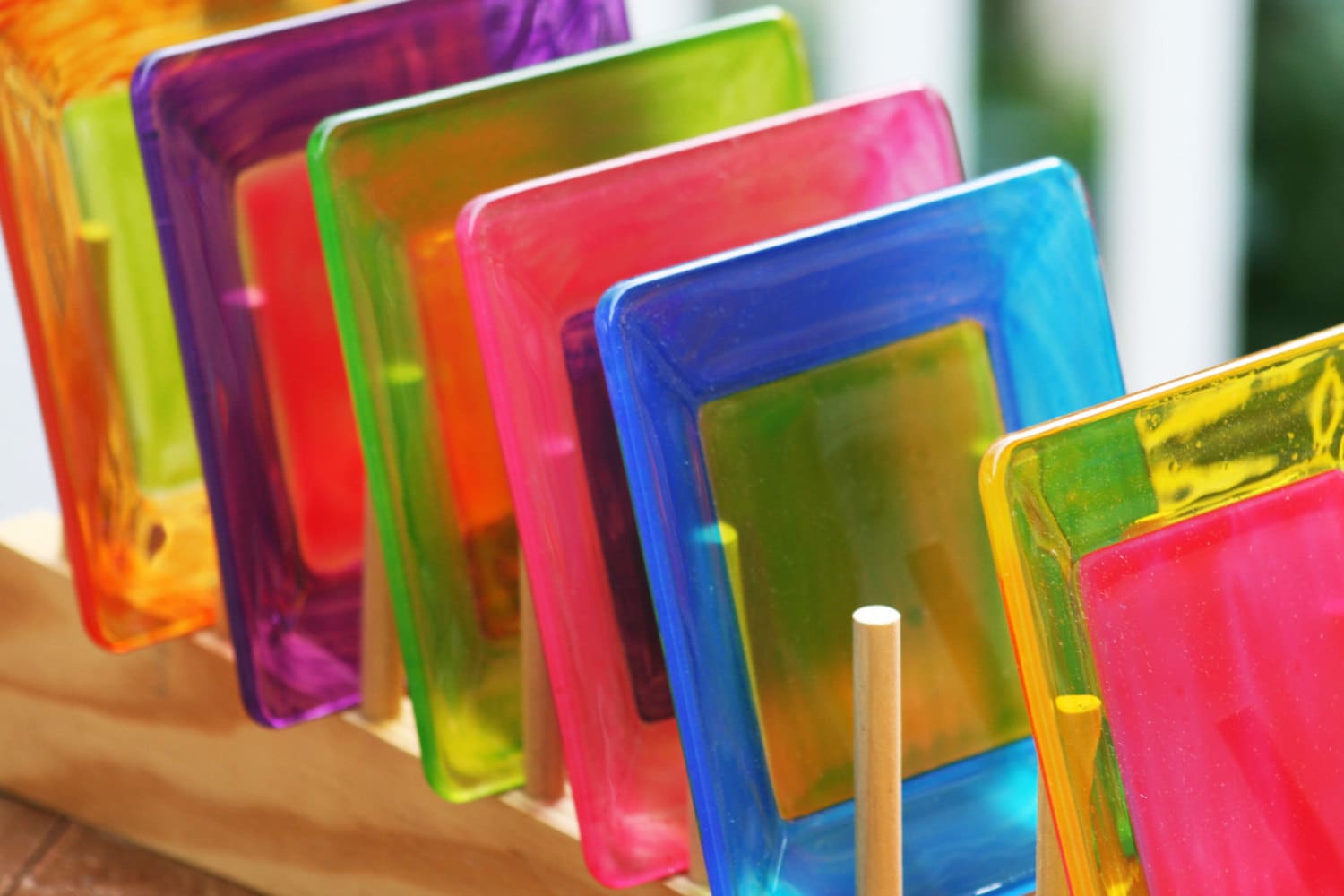 Fused Square Glass Serving Plate/Colorful Funktini
